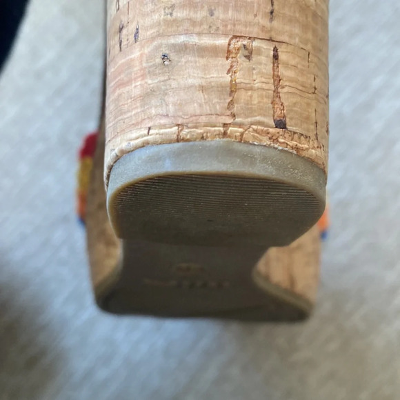 MIA Rainbow Crochet Wedge Sandals Platform Cork Heel Ankle Strap Pride B… - Picture 6 of 10